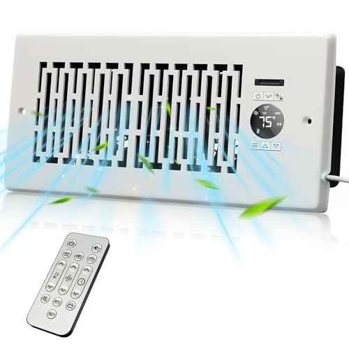 Register Booster Fan Fits 4¡± x 10¡± Register Holes, Smart Control Heating Cooling AC Vent Fan, 10-Speed Quiet Register Vent Booster Fans with Thermostat Control & Remote Control