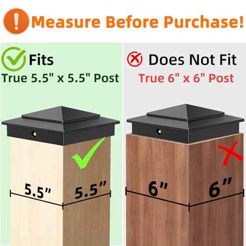 6" x 6" Aluminum Pyramid Post Caps Fits Actual 5.5" x 5.5" Wood/Cedar Posts, 8-Pack Unbreakable Fence Post Caps Cover for Outdoor Fences, Decks, and Mailbox Posts