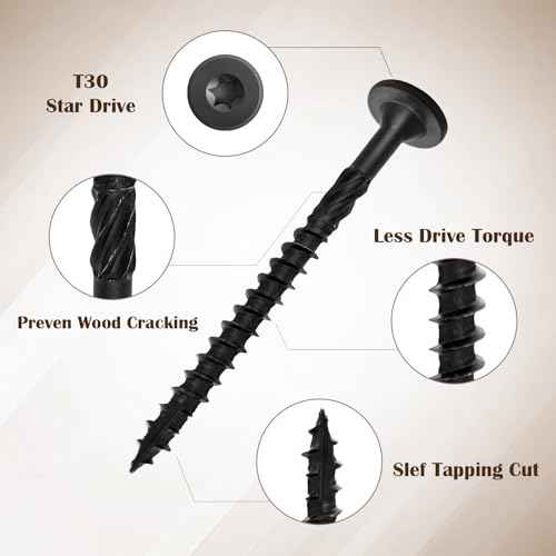 3 Inch Wood Screws 300Pcs, Heavy-Duty Outdoor Deck Screws for Timber/Log/Landscaping Wood, with T30 Star Bit (#14 x 3)