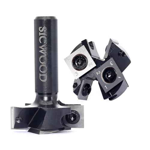 Slab Flattening Router Bit - 1/2 Shank, 1-1/2' Cutting Dia, 2+2 Knife Design, Mini CNC Spoilboard Surfacing Bit, Perfect for Planing&Rabbeting, Flycutter, Slab Leveler