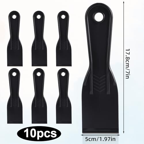 10pcs Plastic Putty Knife, Black Flexible Putty Scraper Wall Scraper Accessory for Repair Spackling Patching Plastering and Painting