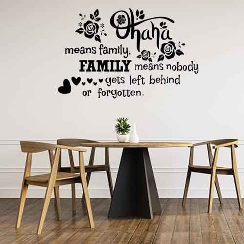 PLIGREAT Ohana Means Family Quotes Wall Stickers Removable Vinyl Peel and Stick Wall Decals for Living Room Bedroom Sofa TV Background Hallway Photo Wall Decoration Home Indoor DIY Wall Art Decor