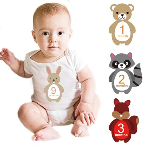 12pcs Baby Sticker, Gender Neutral Monthly Stickers for Baby boy or Girl, Create Beautiful Memories with Our Cute Animal Designs