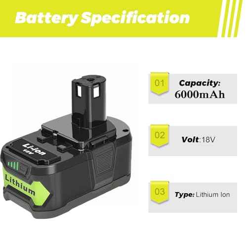 2-Pack 6.0Ah Replacement Batteries for Ryobi 18V Battery - Extended Power and Reliability