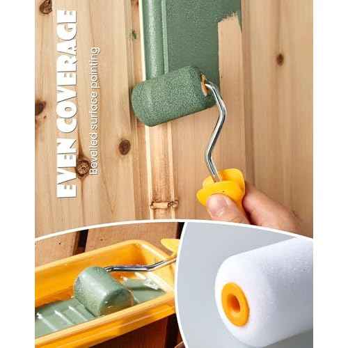 Voomey Foam Paint Roller, 2 Inch Mini Paint Roller Kit 12 Pack, Small Paint Rollers with Tray and Roller Frame for Touch Up Painting Wall, Door, Cabinet