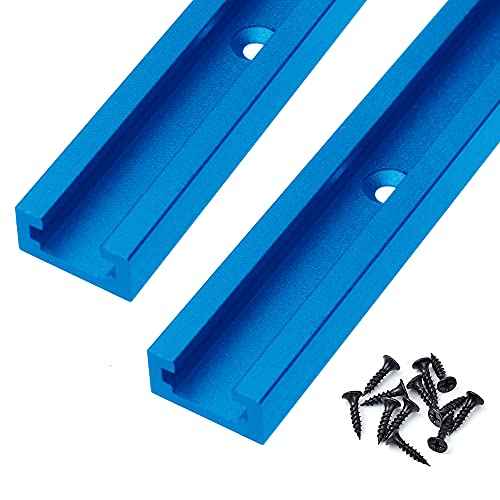 Aluminum 24"X2 T-track with 2pk Hold Down Clamps,6-3/8"L x 1-1/4"Width-Woodworking and Clamps - High Strength Aluminum Alloy 6063 - Fine Sandblast Anodized - Blue Color