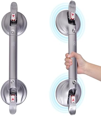 19inch Shower Suction Grab Bar, Portable Shower Handle Bar Suction Grip Bar Bathtub Handle with Strong Hold Suction Cup Fitting and Rapid Release for Bathroom(Max Capacity 300lb