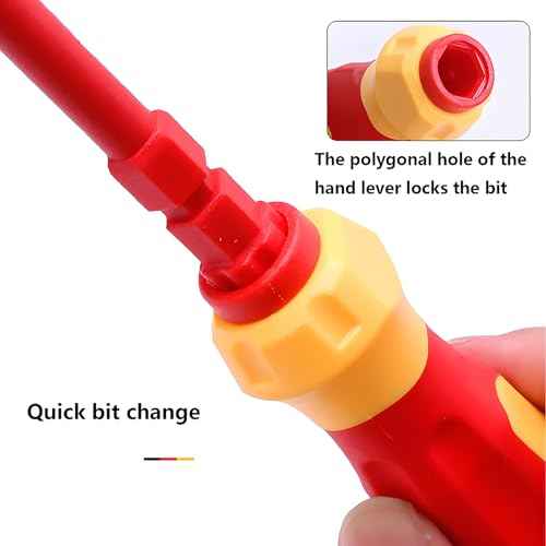 Insulated Screwdriver Set for Electricians ? Ergonomic Handle, Magnetized Tips, Durable for Electrical Work, Receptacle & Outlet Screwdriver, Multi-Tool (3 in 1)
