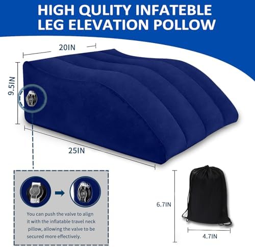 Inflatable Leg Pillow for After Surgery – Leg Elevation Pillow for Side Sleeping,Swelling & Circulation,Portable Wedge Pillow for Leg Support,Travel,Recovery,Knee Surgery,Back Pain & Everyday Comfort