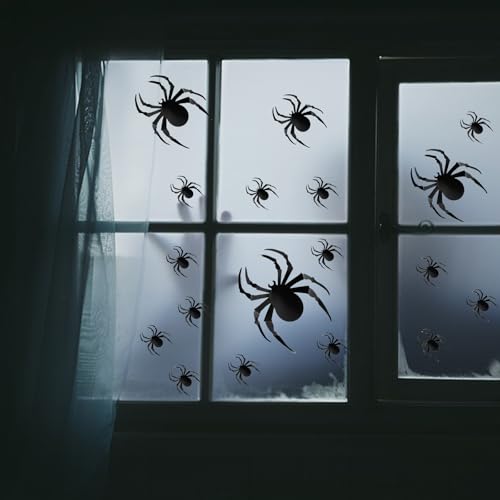 72Pcs Spider Stickers Decorations Black 3D Spider Decals for Wall Window Door Indoor Home Party Classroom Office Decor