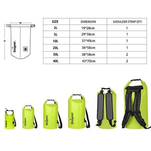 Unigear Dry Bag Waterproof, 2L/5L/10L/20L/30L/40L Floating and Lightweight Bags for Kayaking, Boating, Fishing, Swimming and Camping with Waterproof Phone Case