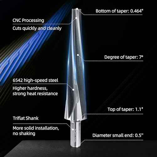 7 Degree Ball Joint Tapered Reamer Tie Rod for 1-1/2 inch Per Foot Tapered Ball Joint Reamer Made of 6542 High-Speed Tool Steel, Reamer Drill Bit Universal Reamer Tool Pipe Reamer