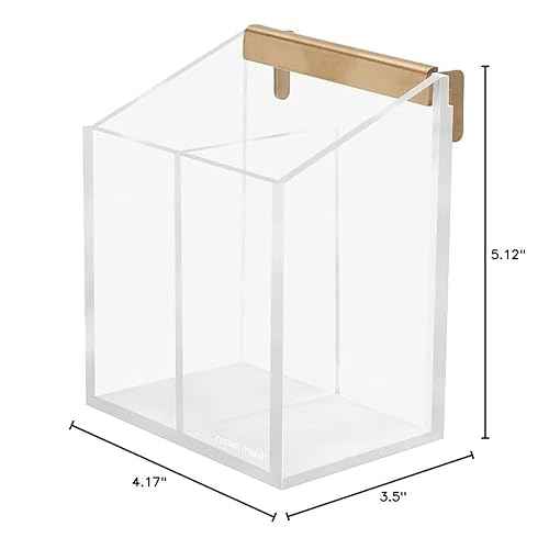 russell+hazel Acrylic Wall Pencil Bloc, Clear with Gold-Tone Hardware, 4.175¡± x 3.5¡± x 5.125¡±