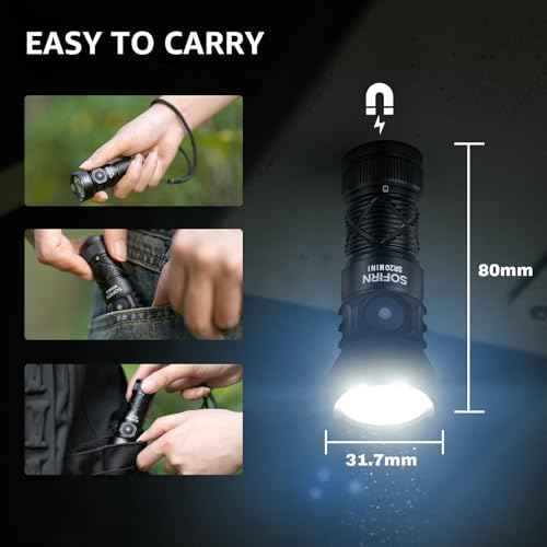 sofirn LED Rechargeable Pocket Red Flashlight, SR20 Mini Flashlight with 1200 Lumens Bright White Light, Red Light, Waterproof Small Light for Camping Hiking Hunting Fishing