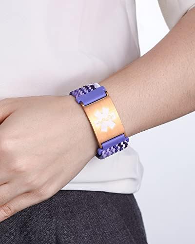 Personalized Sport Medical Alert Bracelets for Women Men - Custom Medical ID Bracelets with Free Engraving - Hook and Loop/Elastic/Stainless Steel/Silicone Watch Wristband Emergency Bracelet