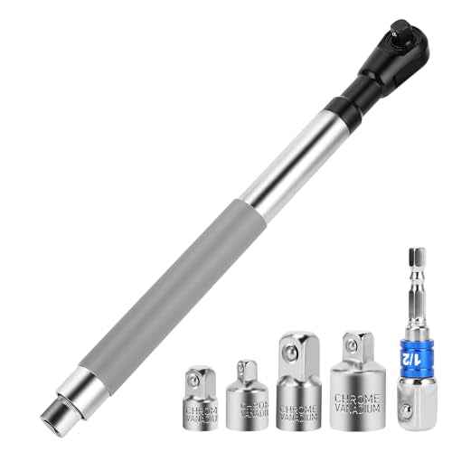 1/2 Inch Drive Impact Offset Wrench Set with 4 Socket Adapters, Universal Tool for Tight Spaces, Impact Ready Bar for Electric Ratchet Wrench, Compatible with Torque and Drill Use