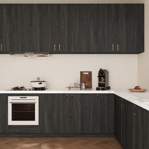 VaryPaper 15.7''x78.7'' Dark Grey Brown Wood Grain Contact Paper Peel and Stick Wood Wallpaper for Bedroom Removable Waterproof Self Adhesive Wood Vinyl Wrap for Cabinets Countertops Desk Furniture