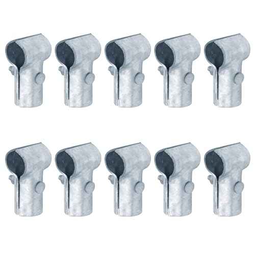 10 Pack End Rail Clamps, Tee Connector Fits 1/2" Galvanized Steel Pipe (OD 0.84"), Structures T Panel Joint for Chain Link Fence, Greenhouse, Garden Metal Trellis