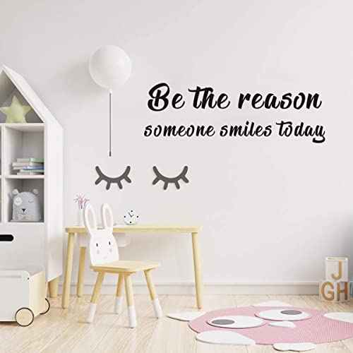 IARTTOP Inspirational Quote Wall Decal, Be The Reason Someone Smiles Today Motivational Saying Stickers,Positive Attitude Vinyl for Bedroom Living Room Classroom Decor,Black