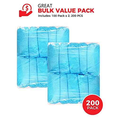 Shoe Covers Disposable Non Slip, 200 Pack (100 Pairs), Durable Non Woven Boot Covers for Indoors, One Size Fits Most