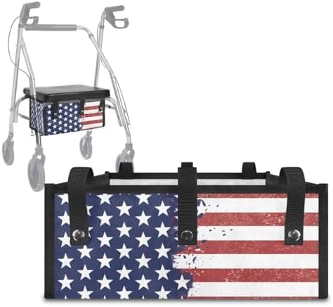 LedBack American Flag Walker Seat Backrest Covers Rollator Walker Replacement Storage Bag for Rollator Seat & Roller Bar Covers