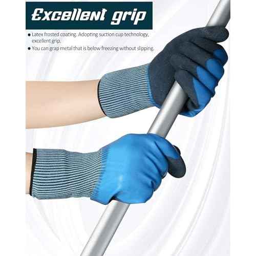 Mimorou 24 Pairs Waterproof Work Gloves Bulk Double Rubber Coated Non-slip Working Gloves Women Men Gardening Gloves