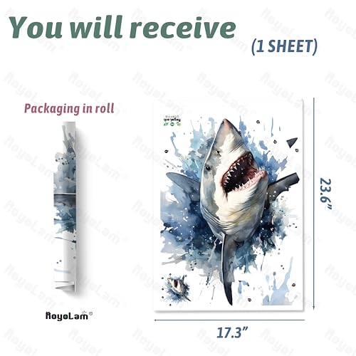 20.1'' x 19.7'' Shark Wall Stickers for Nursery Sea Animals Wall Stickers for Kid Boy Baby Room Stickers Peel and Stick Wall Art Home Decor Living Room Bedroom Bathroom
