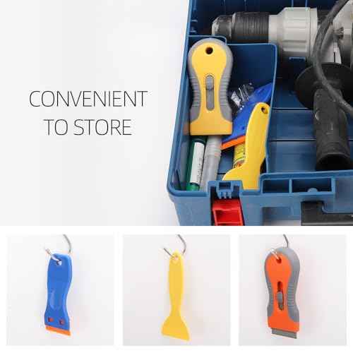 Razor Blade Scraper Tool, 6 Pack Razor Scraper with Extra 50Pcs Metal & 50Pcs Plastic Blades, Cleaning Scraper for Glass, WindowWindow, Sticker, Cooktop, Paint