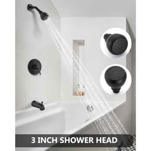 Shower Trim Kit Bathtub Shower Faucet Set,Valve Included,with Shower Head,Single-Handle Tub Shower Kit Matte Black