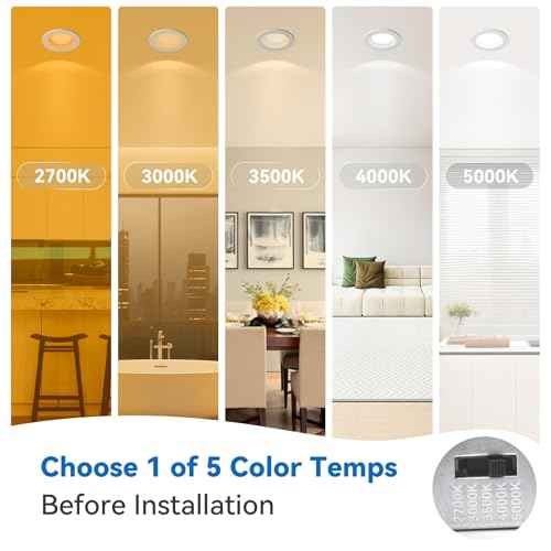 CycevSun 3 Inch Recessed LED Lights, Switchable Night Light & Main Light, 5 Color Temperatures 2700K-5000K, Dimmable Canless Downlight for Cozy Home Lighting, 6W/2W, ETL, 6 Pack