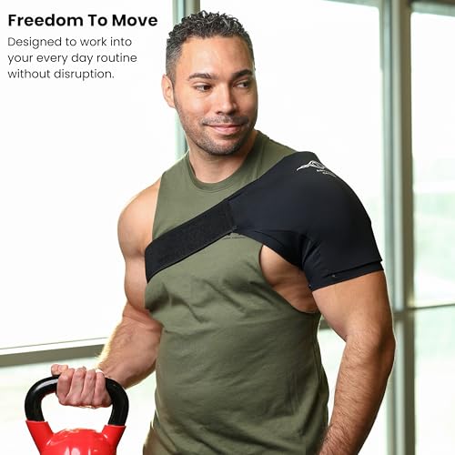 Hot & Cold Shoulder Brace | Reusable Ice and Heat Therapy Sleeve for Shoulder Pain Relief, Recovery, Support, Adjustable and Hands-Free Design | Fits Left & Right Arm for Men & Women