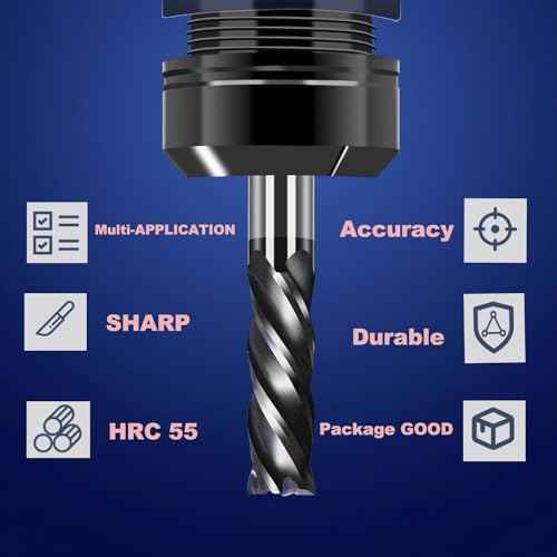 5pcs 1/8" Carbide Square End Mill for Steels, HRC 55 Deg, 4 Flute, AlTiN Coating End Mill Bits for Milling Alloy Steels, Hardened Steel, Metal & More