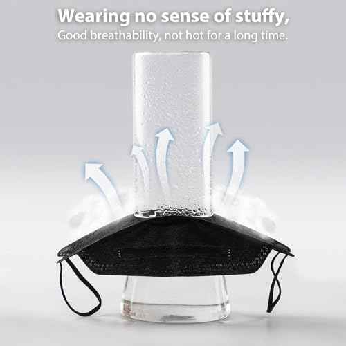 KN95 Face Masks 100 Pack, Breathable Comfortable Disposable Face Mask For Adults And Teens, Black