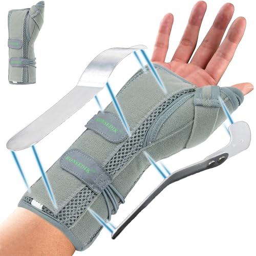 Wrist Brace With Thumb Support for Dequervains Tendonitis,Thumb Brace for Carpal Tunnel, Wrist ganglion cyst, Arthritis Pain Relief,Thumb Spica Splint for night rest(Right Hands,Large)