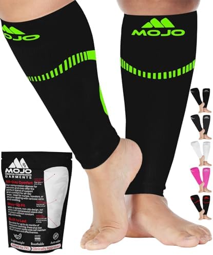 Mojo Compression Socks Footless for Women and Men 20-30mmHg - Extra Wide Plus Size Calf Sleeve - A604