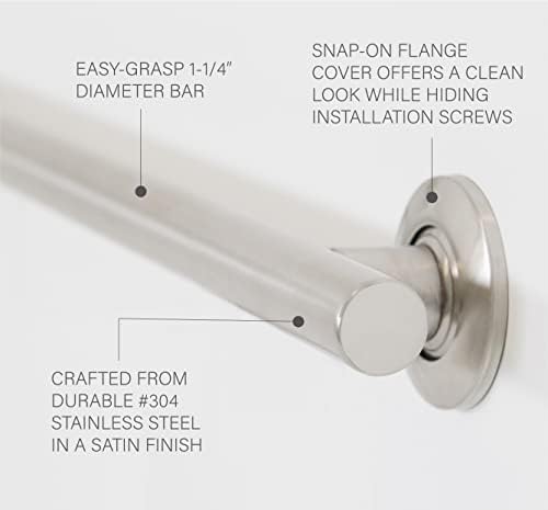 Seachrome 36-inch Coronado Designer Straight Bathroom Shower Grab Bar, Satin Stainless Steel, Brushed Nickel