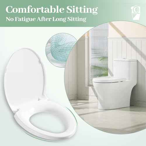 SS114 Elongated Toilet Seat Compatible with TOTO SS113/SS154/SS224/SS204, Traditional Elongated Heavy Duty Toilet Seat with Toilet Seat Bolts and Nut, ?Cotton White