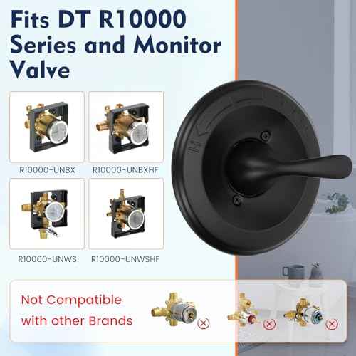Replacement for DT Classic 13/14 Series Single-Function Shower Valve Trim Kit, T13020-BL Matte Black Shower Handle Set, Fit R10000 Series Shower Valve(Catridge and Valve Not Included)