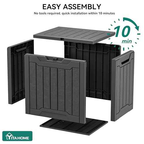 YITAHOME 31 Gallon Resin Deck Box Outdoor Storage Box and Waterproof Package Delivery Box with Lockable Lid for Patio Furniture, GardenTools, Pool Supplies, Black