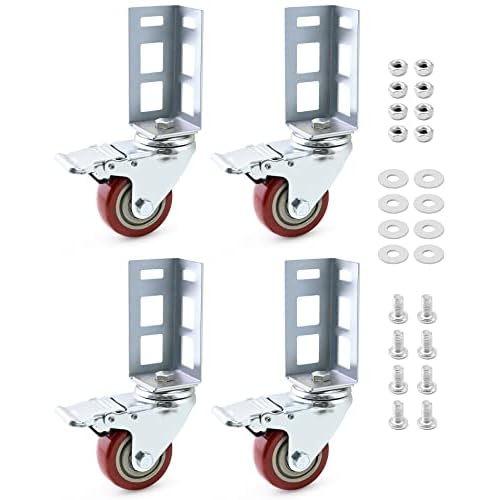 QWORK Storage Rack Caster Wheels, 4 Pack 3" Heavy Duty 500 lb. Max Total Capacity Storage Shelf Accessories, Fit for Boltless Self Locking Shelving Racks