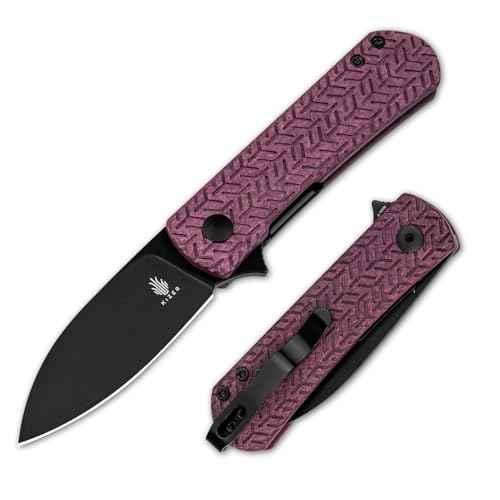 Kizer Yorkie Pocket Knife, 2.58 Inch Nitro V Blade Drop Point Blade EDC Knife, Mini Camping Folding Knives with Redstone Richlite Handle, Liner Lock Flipper Hunting Knives with Pocket Clip, V3525A3