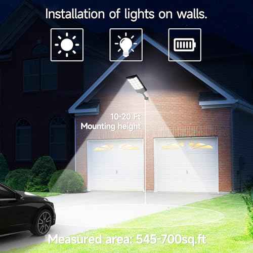 Solar Lights Outdoor Waterproof, 6500K Dusk to Dawn Solar Street Light Motion Sensor with Remote Control, LED Security Light for Outside Garden Yard Parking Lot, Oudoor Flood Lights, 2PACK