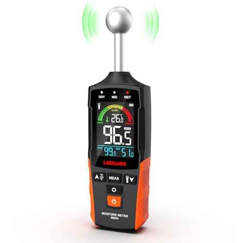 MS04 Pinless Moisture Meter with Ball Probe for Non-Destructive Area Scans Ideal for Wood Walls and Construction Materials Customizable Humidity Alarms Built-in Flashlight