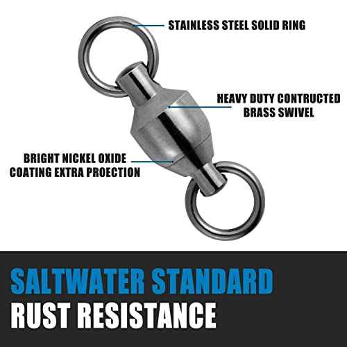 Dr.Fish 20 Pack Ball Bearing Fishing Swivels, Swivels Fishing Tackle Saltwater, Freshwater Stainless Heavy Duty Lure Leader Line Connector #0