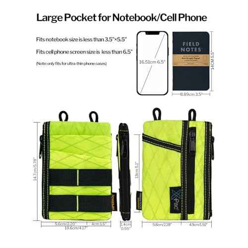 VIPERADE VE18N EDC Organizer, Slim Multitool Pouch with 4 Slots and 2 Zipper Pockets, Everyday Carry (XPAC-Hot Lime)