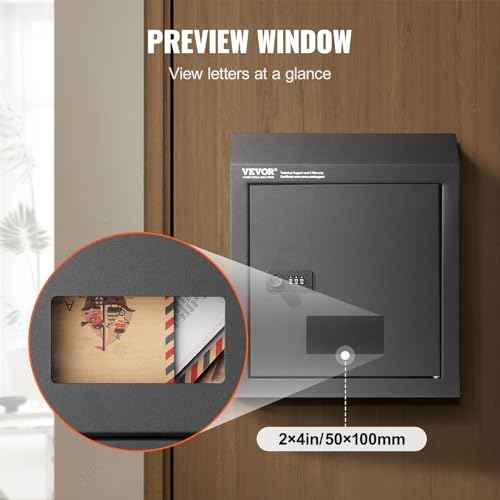 VEVOR Through The Door Key Drop Box, Heavy Duty Steel Through The Door Mailbox with 12" Combination Lock, Mail Drop Box, Black