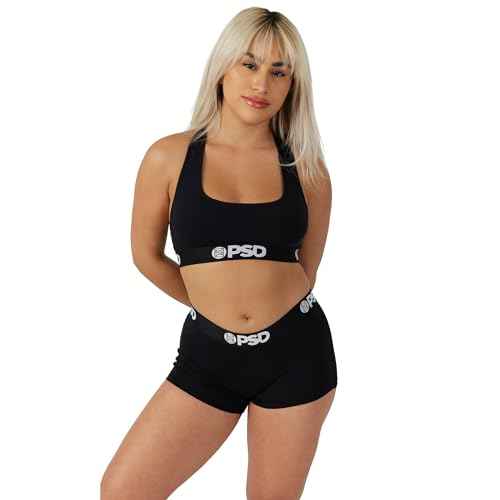 PSD Womens Sports Bra ? Black Modal 3-Pack, Comfortable Medium Support Sports Bras for Women Pack, Womens Racerback Sports Bras Multipack, X-Small