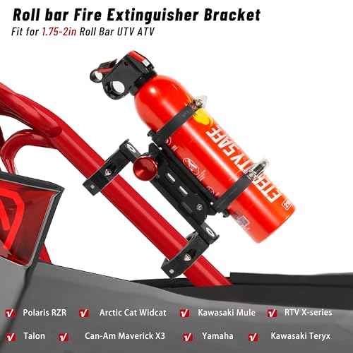 UTV Fire Extinguisher with Mount Kit- Quick Release Roll Bar Fire Extinguisher Bracket Holder for Any Vehicle with 1.75"-2" Roll Bar, Compatible with Polaris RZR/Can Am X3/Jeep Wrangler
