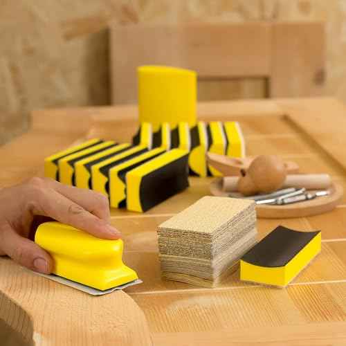 56 PCS Hand Sanding Block Set Include 16 PCS Contoured Profile Sander Block and 40 Sheet Sandpaper Interchangeable Assorted Convex & Concave Shapes Used for Woodworking Furniture, Auto Paint