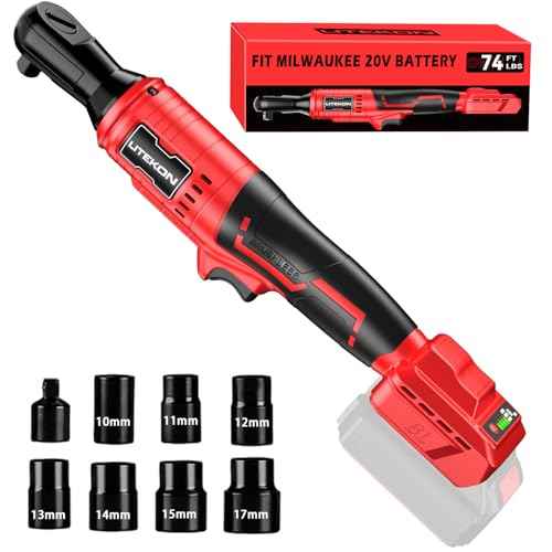 Cordless Ratchet Wrench Set Compatible with Mil-Waukee 20V Max Battery (No Battery) - 74Ft-lbs 650 RPM High Power 3/8-inch Brushless Electric Power Ratchet Wrench Tool with LED Light
